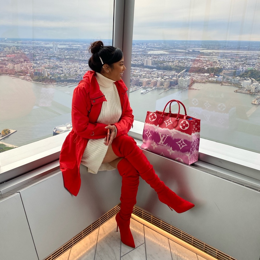 thigh high red boots